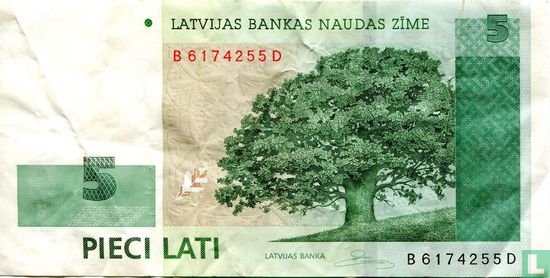 Latvia 5 Lati - Image 1