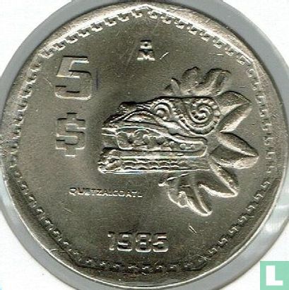 Mexique 5 pesos 1985 "Quetzalcoatl" - Image 1