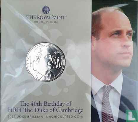 Verenigd Koninkrijk 5 pounds 2022 (folder) "40th Birthday of HRH The Duke of Cambridge" - Afbeelding 1
