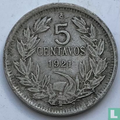 Chili 5 centavos 1921 (misslag) - Afbeelding 1