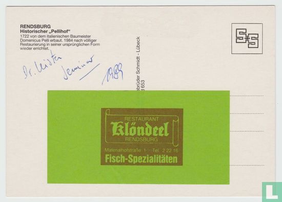 Hotel Restaurant Pellihof Rendsburg Schleswig-Holstein Ansichtskarten - postcard - Image 2