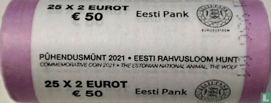 Estland 2 euro 2021 (rol) "The Estonian national animal - The wolf" - Afbeelding 2