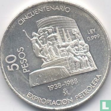 Mexico 50 pesos 1988 "50th anniversary Nationalization of oil industry" - Afbeelding 1