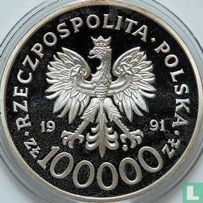 Pologne 100000 zlotych 1991 (BE) "50th anniversary Tobruk battle" - Image 1