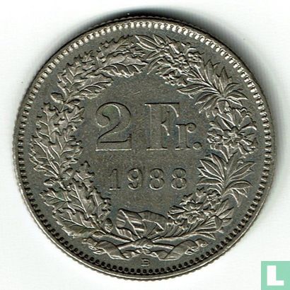 Switzerland 2 francs 1988  - Image 1