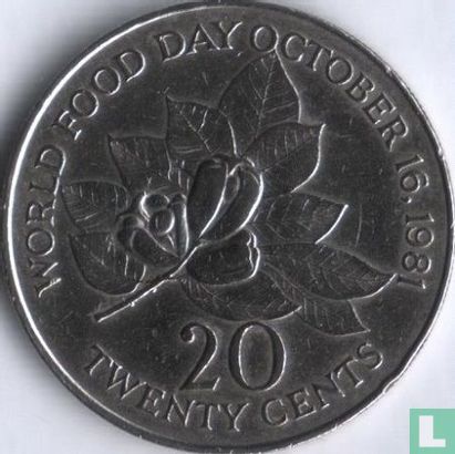 Jamaica 20 cents 1985 "FAO - World Food Day" - Image 2