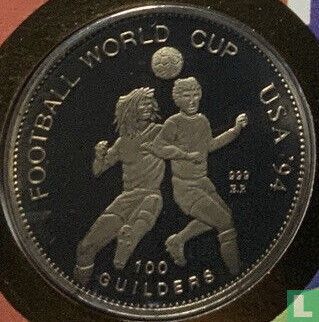 Suriname 100 guilders / 2000 kwacha 1994 (PROOF) "Football World Cup in USA" - Afbeelding 1