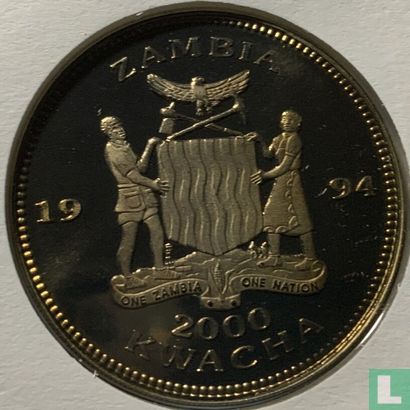 Zambia 2000 Kwacha / 100 guilders 1994 (PROOF) "Football World Cup in USA" - Image 1