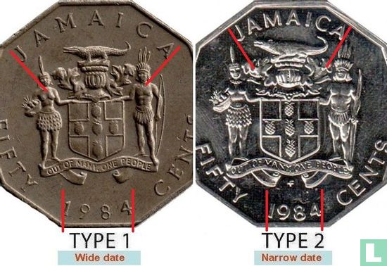 Jamaïque 50 cents 1984 (type 1) - Image 3