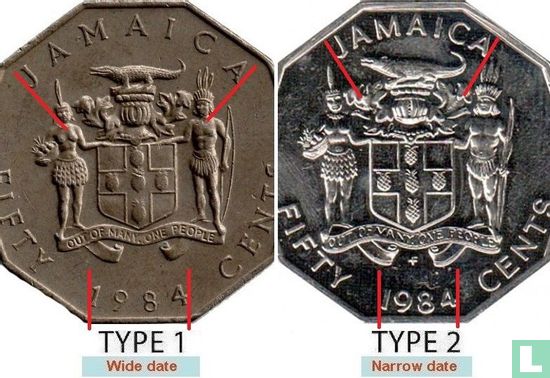 Jamaïque 50 cents 1984 (type 2) - Image 3