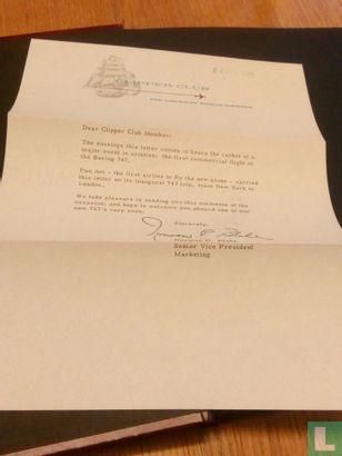 FFC -First Commercial 747 Flight NY-London 'clipper club' letter  - Afbeelding 3