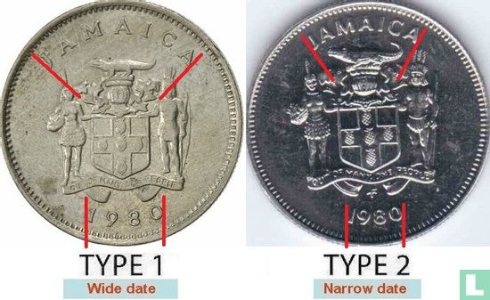 Jamaica 5 cents 1980 (type 1) - Image 3