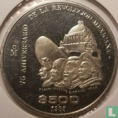 Mexico 500 pesos 1985 (PROOF) "75th anniversary of 1910 Revolution" - Image 1