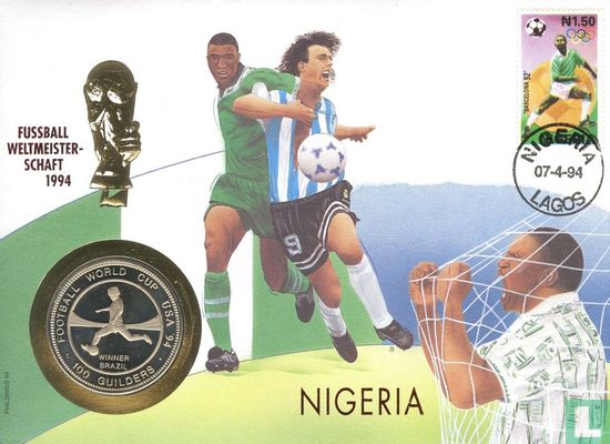 Suriname 100 guilders 1994 (Numisbrief) "Football World Cup in USA - Winner Brazil" - Afbeelding 1