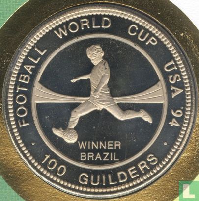 Suriname 100 guilders 1994 (Numisbrief) "Football World Cup in USA - Winner Brazil" - Afbeelding 2