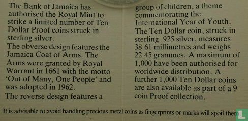 Jamaica 10 dollars 1985 (PROOF) "International Year of Youth" - Image 3