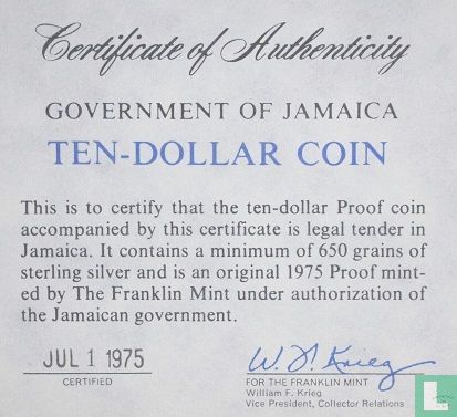 Jamaica 10 dollars 1975 (PROOF) "Christopher Columbus - Discovery of Jamaica" - Image 3