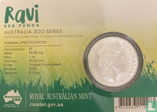 Australia 1 dollar 2018 (coincard) "Ravi - Red panda" - Image 2