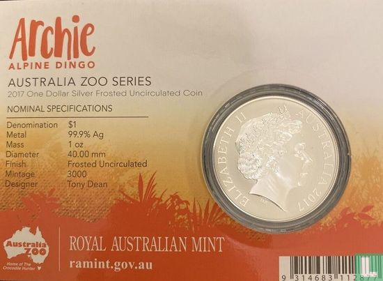 Australia 1 dollar 2017 (coincard) "Archie - Alpine dingo" - Image 2