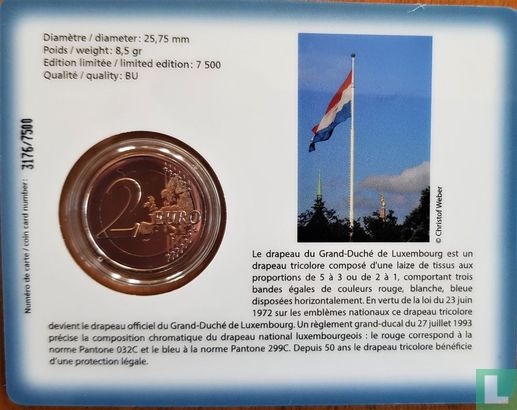 Luxemburg 2 euro 2022 (coincard) "50th anniversary Legal protection of the Luxembourg flag" - Afbeelding 2