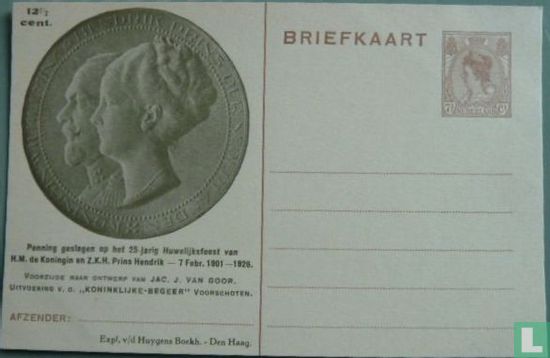 Jubiläum Postkarte Königin Wilhelmina und Prinz Hendrik