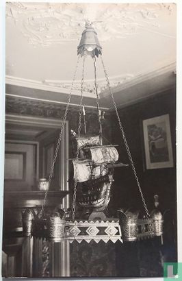 Antieke lamp met galjoen - Image 1