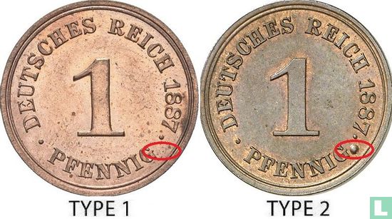 Duitse Rijk 1 pfennig 1887 (E - type 1) - Afbeelding 3