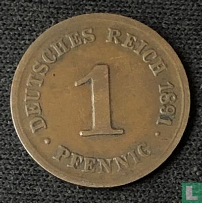 Duitse Rijk 1 pfennig 1891 (G) - Afbeelding 1