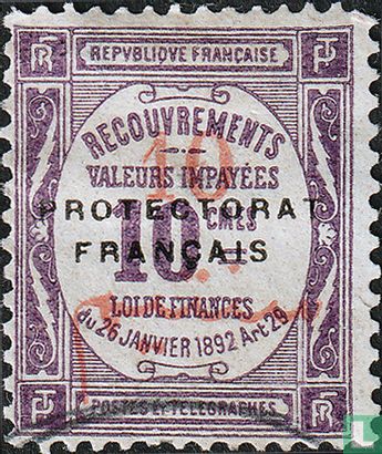 French postage due stamp with overprint 