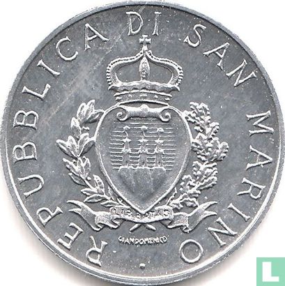 San Marino 5 lire 1987 "15th anniversary Resumption of Sammarinese coinage" - Afbeelding 2