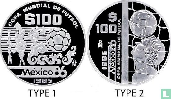 Mexico 100 pesos 1985 (PROOF - type 1) "1986 Football World Cup in Mexico" - Afbeelding 3