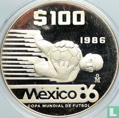 Mexico 100 pesos 1986 (PROOF - type 1) "Football World Cup in Mexico" - Afbeelding 1