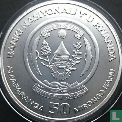 Rwanda 50 francs 2008 (gekleurd) "Gorilla" - Afbeelding 2
