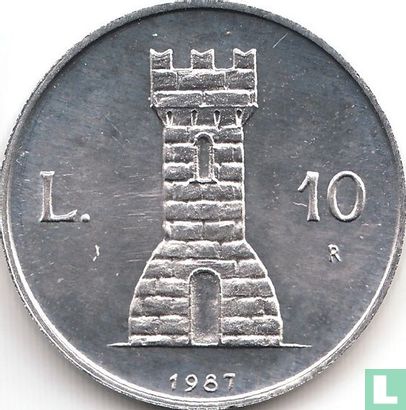 San Marino 10 Lire 1987 "15th anniversary Resumption of Sammarinese coinage" - Bild 1