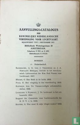 Aanvullings Catalogus der KNVvL - Image 1
