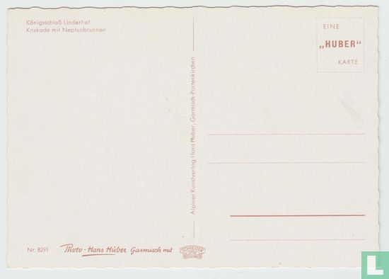 Königsschloss Linderhof Kaskade mit Neptunbrunnen Fontane The Royal Castle Ettal Postcard [Sticker By Original Owner] - Bild 2
