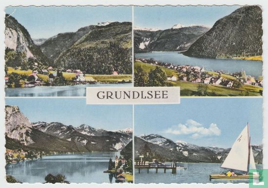 Grundlsee Liezen Steiermark Österreich Ansichtskarten Lake Boat Multiview Styria Austria Postcard - Afbeelding 1