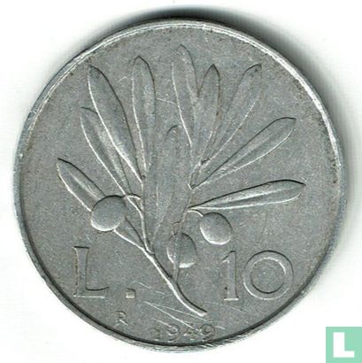 Italië 10 lire 1949 - Afbeelding 1