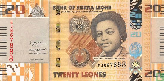 Sierra Leone 20 Leones 2022  - Afbeelding 1