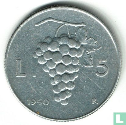 Italie 5 lire 1950 - Image 1