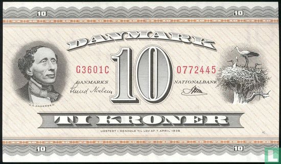Dänemark 10 Kronen (Präfix F9-G3, Signatur 1)) - Bild 1