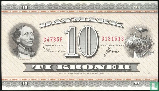 Denmark 10 kroner (prefix C4-C9, Andersen & Valeur) - Image 1