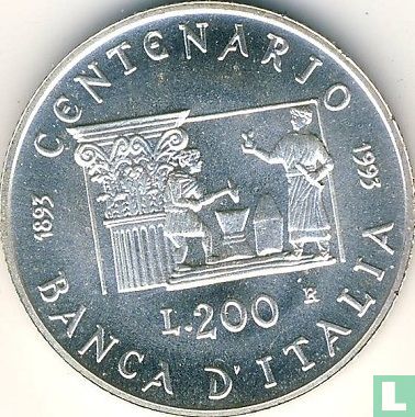 Italië 200 lire 1993 "Centenary of the Bank of Italy" - Afbeelding 1