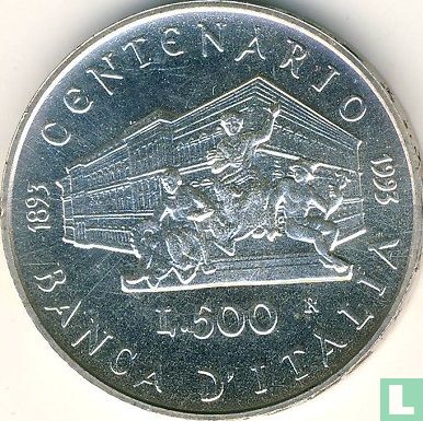 Italie 500 lire 1993 (argent) "Centenary of the Bank of Italy" - Image 1