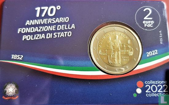 Italië 2 euro 2022 (coincard) "170th anniversary Foundation of the Italian National Police" - Afbeelding 1