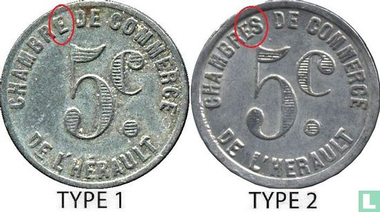 Hérault 5 centimes (zink - type 2) - Afbeelding 3