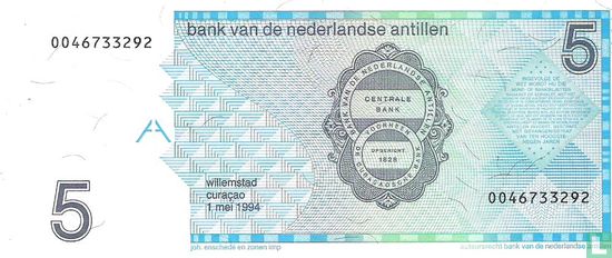 Antilles néerlandaises 5 florins 1994 - Image 2