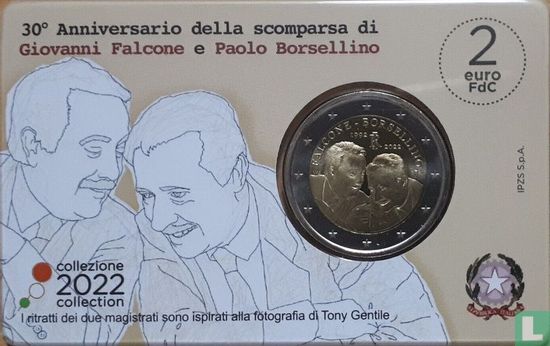 Italië 2 euro 2022 (coincard) "30th anniversary Deaths of Italian judges Giovanni Falcone and Paolo Borsellino" - Afbeelding 1