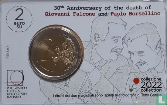 Italië 2 euro 2022 (coincard) "30th anniversary Deaths of Italian judges Giovanni Falcone and Paolo Borsellino" - Afbeelding 2