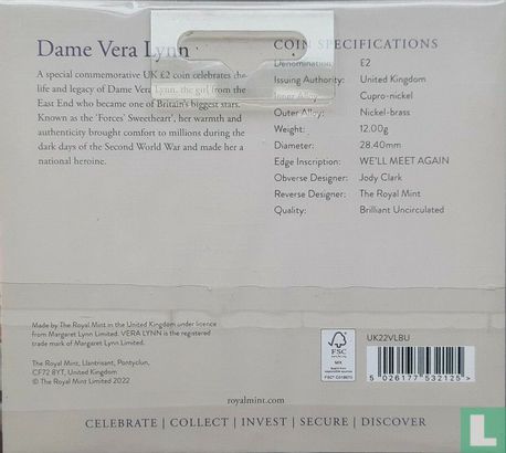 Verenigd Koninkrijk 2 pounds 2022 (folder) "Dame Vera Lynn" - Afbeelding 2